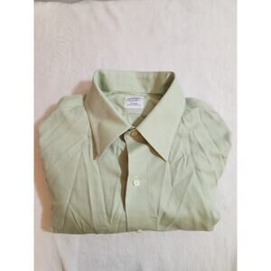 Brooks Brothers Shirt Mens 16 35 Green 100% Cotton Long Sleeve Business Preppy